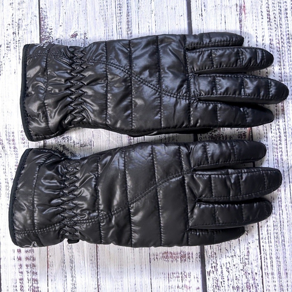 HEAD Gloves S Black Windproof Quilted Faux Fur Lined Grip Palm Connector Clip